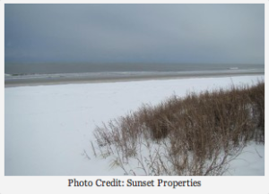 Beach Covered in Snow
